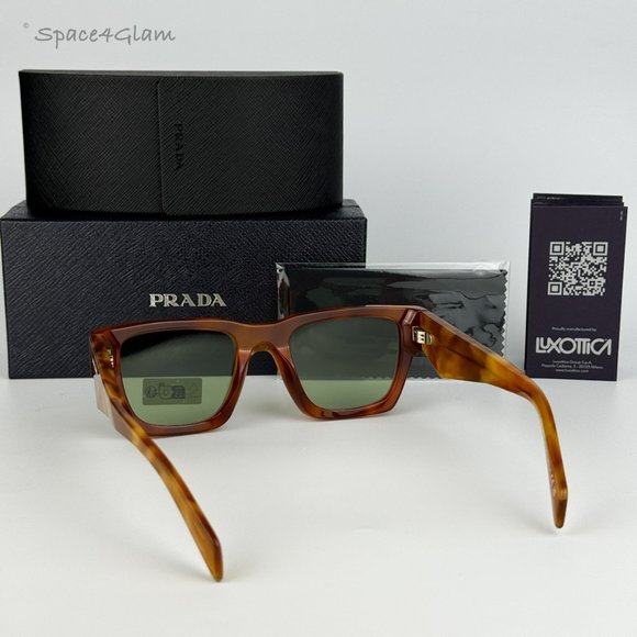 NEW Prada PRA06S 11P60C Cognac Tortoise Green Square Unisex Sunglasses PR A06S - Picture 5 of 8